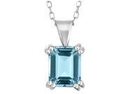 8x6mm Blue Topaz Pendant Necklace 1.5 Carat ctw in Sterling Silver with Chain