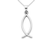 Christian Fish Pendant Necklace in 14K White Gold with Chain