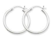 Small Hoop Earrings in 14K White Gold 1 Inch 2.00 mm