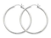 Medium Diamond Cut Hoop Earrings in 14K White Gold 1 1 2 Inch 2.00 mm