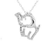 Elephant Pendant Necklace with Diamond Accent in Sterling Silver with Chain