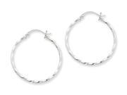 Large Twist Hoop Earrings in 14K White Gold 1 Inch 2.00 mm