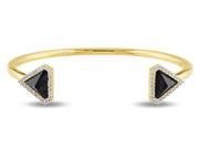 V1969 Italia Black Agate and White Sapphire Prism Cuff Bangle in 18K Yellow Gold Plated Sterling Silver
