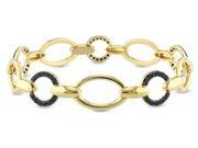 V1969 Italia Black Spinel Circle Link Bracelet in 18K Yellow Gold Plated Sterling Silver