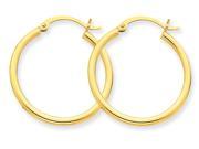 Small Hoop Earrings in 14K Yellow Gold 1 Inch 2.00 mm