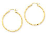 Large Twist Hoop Earrings in 14K Yellow Gold 1 Inch 2.00 mm