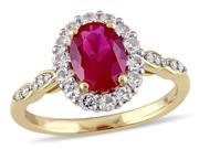 Created Ruby and White Topaz Fashion Ring 2.65 Carat ctw with Diamonds in 14K Yellow Gold