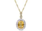 Citrine and White Topaz Fashion Pendant 1 4 5 Carat ctw with Diamonds in 14K Yellow Gold With Chain