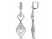 Created White Sapphire 1 2 Carat ctw Dangle Chandelier Earrings with Diamonds in Sterling Silver