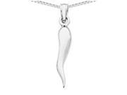 Italian Horn Pendant Necklace in 14K White Gold with Chain