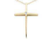 Cross with Diamond Pendant Necklace in 14K Yellow Gold with Chain