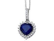 Cheryl M. Created Blue Sapphire Heart Pendant Necklace in Sterling Silver with Chain