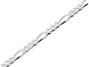 Figaro Chain Bracelet in Sterling Silver 7 Inches 4.0mm