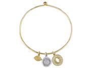 Catherine Catherine Malandrino Cubic Zirconia CZ Talisman Charm Bangle in 2 Tone Yellow and White Sterling Silver