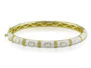 Catherine Catherine Malandrino White Enamel Bangle with Hearts in Yellow Plated Sterling Silver