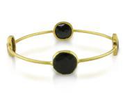 Catherine Catherine Malandrino 16 Carat Black Onyx Bangle in 22K Yellow Gold Plated Sterling Silver