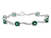 Created Emerald White Sapphire Bracelet in Sterling Silver
