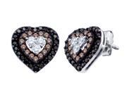 White, Black, and Champagne Diamond Heart Earrings 1/2 Carat (ctw) in 14K White Gold White, Black, and Champagne Diamond Heart Earrings 1/2 Carat (ctw) in 14K White Gold