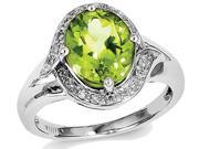 UPC 663481064925 product image for Ladies Natural Peridot Ring 3.60 Carat (ctw) in Sterling Silver with Accent Diam | upcitemdb.com