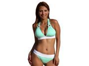 UjENA Cool Mint Ring Banded Bikini Top Bottom Set