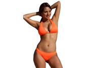 UjENA Neon Orange Halter Thong Bikini Bottom Only