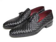 Paul Parkman Men s Tassel Loafer Black Woven Leather Shoes Id 085
