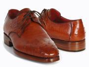Paul Parkman Men s Tobacco Color Genuine Ostrich Leather Derby Shoes Id 33B76