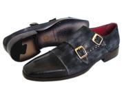 Paul Parkman Men s Captoe Double Monkstraps Navy Suede Shoes Id Fk77W
