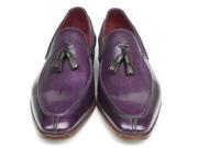 Paul Parkman Men s Tassel Loafer Purple Hand Painted Leather Shoes Id 083