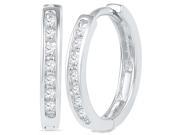 10kt White Gold Womens Round Natural Diamond Hoop Fashion Earrings 1 8 Cttw