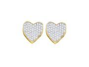 10kt Yellow Gold Womens Round Natural Diamond Heart Love Valentines Cluster Fashion Earrings 1 3 Cttw