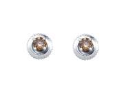 10kt White Gold Womens Round Cognac brown Colored Diamond Solitaire Fashion Earrings 1 4 Cttw