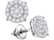 10kt White Gold Womens Round Natural Diamond Cindy s Dream Cluster Earrings 1 2 Cttw