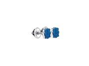 Sterling Silver Womens Round Blue Colored Diamond Cluster Screwback Stud Fashion Earrings 1 20 Cttw