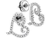 10kt White Gold Womens Round Natural Diamond Heart Love Fashion Earrings 1 6 Cttw