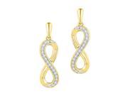 0.1 CTW Diamond 10kt Yellow Gold Womens Round Diamond Infinity Dangle Earrings