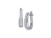 10kt White Gold Womens Round Natural Diamond Hoop Fashion Earrings 1 4 Cttw