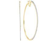 10kt Yellow Gold Womens Natural Diamond Large Hoop Fashion Earrings 3 4 Cttw