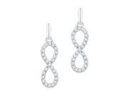10kt White Gold Womens Round Natural Diamond Infinity Dangle Fashion Earrings 1 4 Cttw