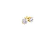 14kt Yellow Gold Womens Round Natural Diamond Flower Cluster Fashion Earrings 1 4 Cttw