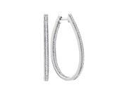 10kt White Gold Womens Round Natural Diamond Hoop Fashion Earrings 1 2 Cttw