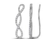 10kt White Gold Womens Round Natural Diamond Infinity Climber Fashion Earrings 1 2 Cttw