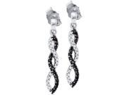 10k White Gold Black Colored Natural Diamond Womens Infinity Weave Dangle Screwback Earrings 1 6 Cttw