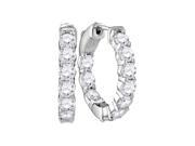 14kt White Gold Womens Round Natural Diamond Hoop Fashion Earrings 3 7 8 Cttw
