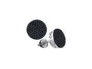0.50 CTW Diamond 10kt White Gold Unisex Round Black Colored Diamond Cluster Earrings 0.50 CTW Diamond 10kt White Gold Unisex Round Black Colored Diamond Cluster Earrings