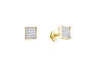 Yellow tone Sterling Silver Womens Round Natural Diamond Square Fashion Earrings 1 4 Cttw