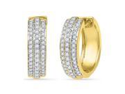 10kt Yellow Gold Womens Round Natural Diamond Huggie Fashion Earrings 1 2 Cttw