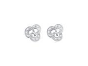10kt White Gold Womens Round Natural Diamond Cluster Fashion Earrings 1 20 Cttw