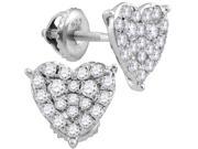 10kt White Gold Womens Round Natural Diamond Heart Love Cluster Screwback Fashion Earrings 3 4 Cttw