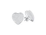 10kt White Gold Womens Round Natural Diamond Heart Love Fashion Earrings 1 20 Cttw